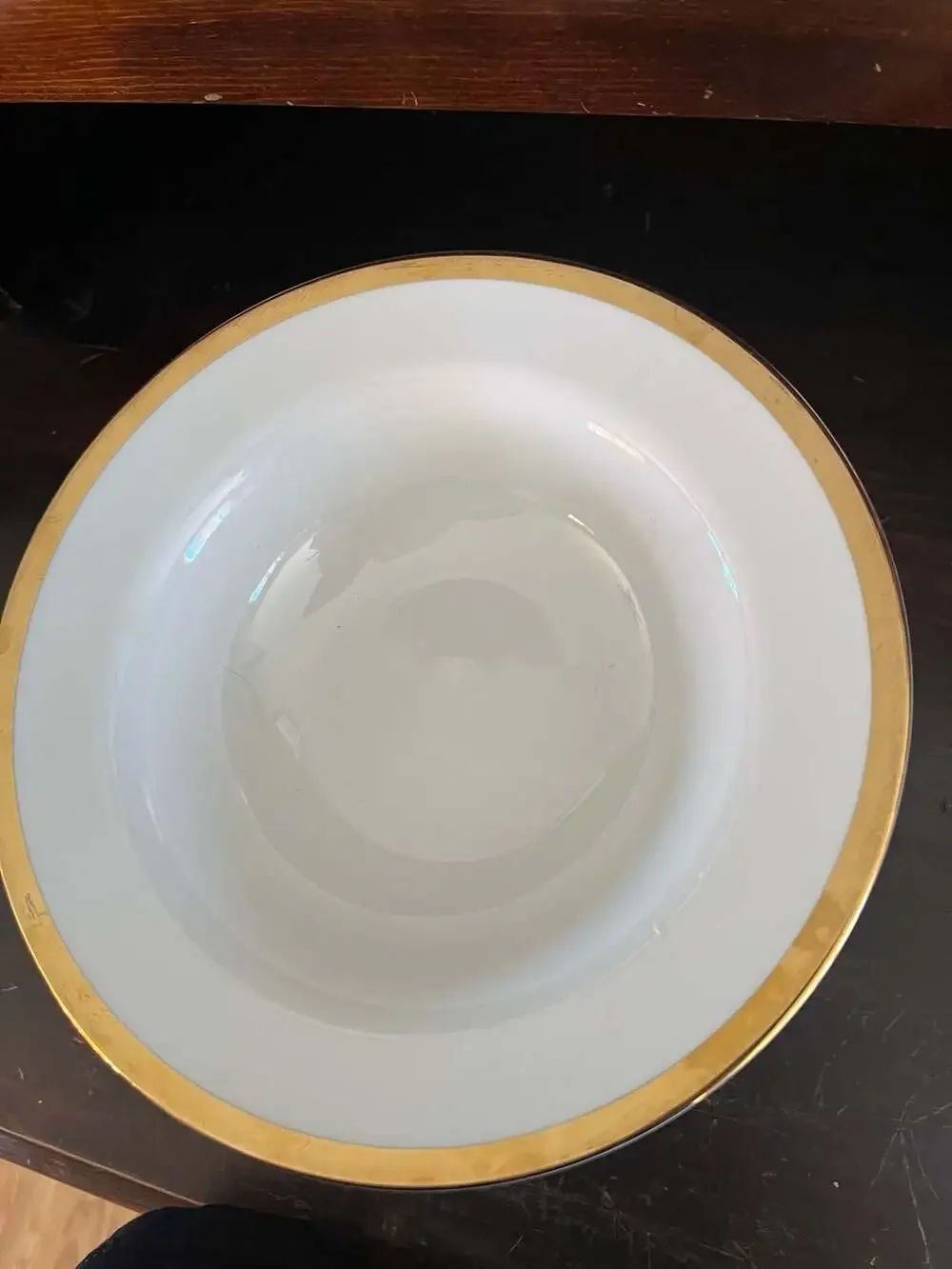 Set of 8 Pier 1 Gold Band Porcelain Soup Bowls